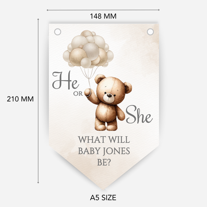 Cute Teddy Bear Gender Reveal Bunting - B113