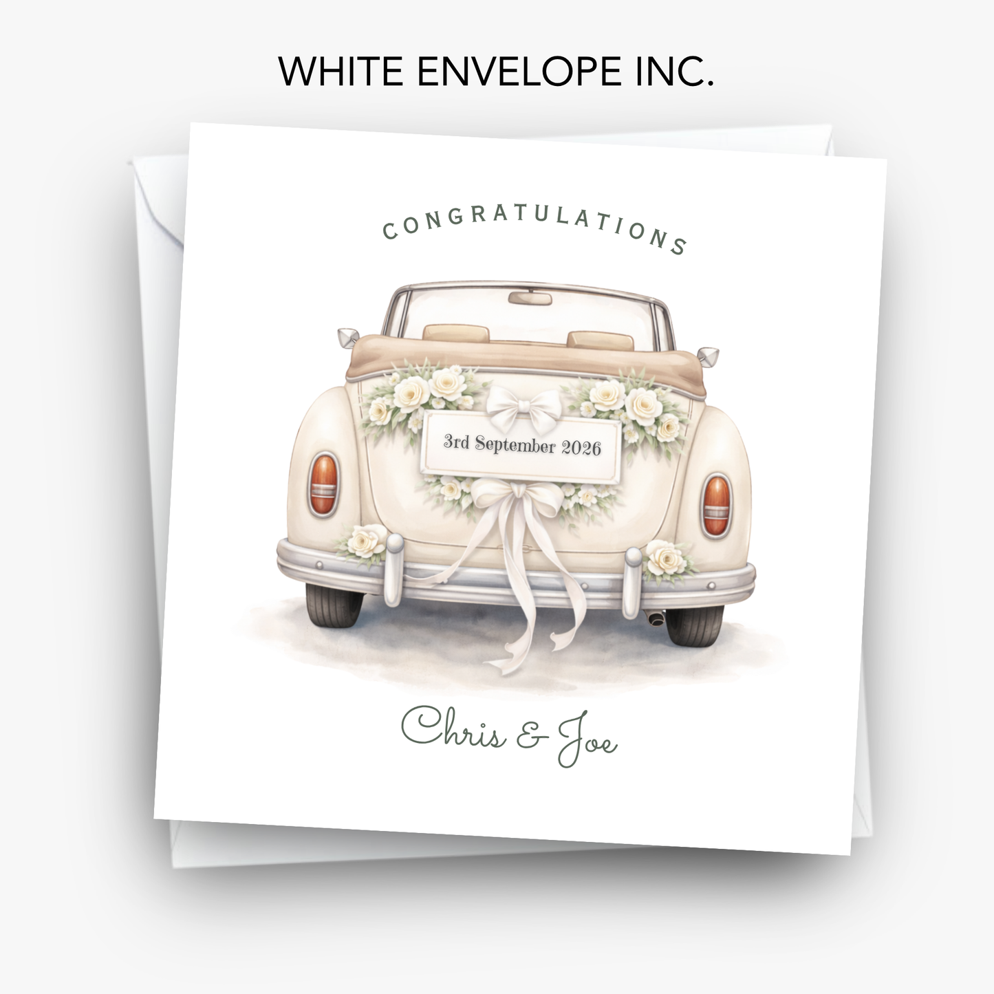 Wedding Car and Flowers  Wedding Card - C868