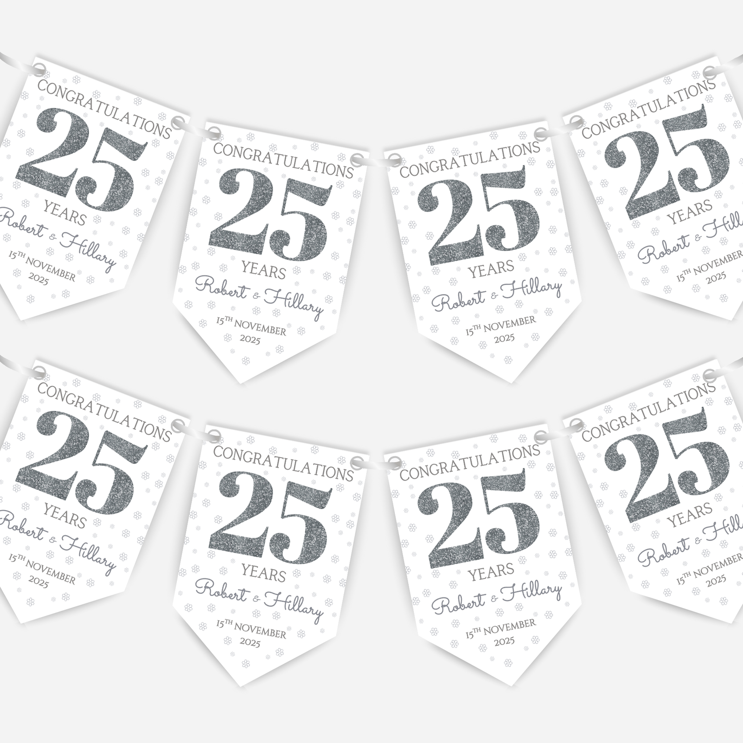 Silver Wedding Anniversary Bunting - B241