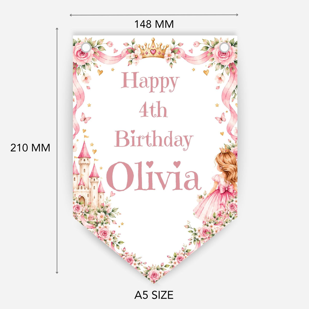 Pretty Pink Princess Birthday Bunting - B348