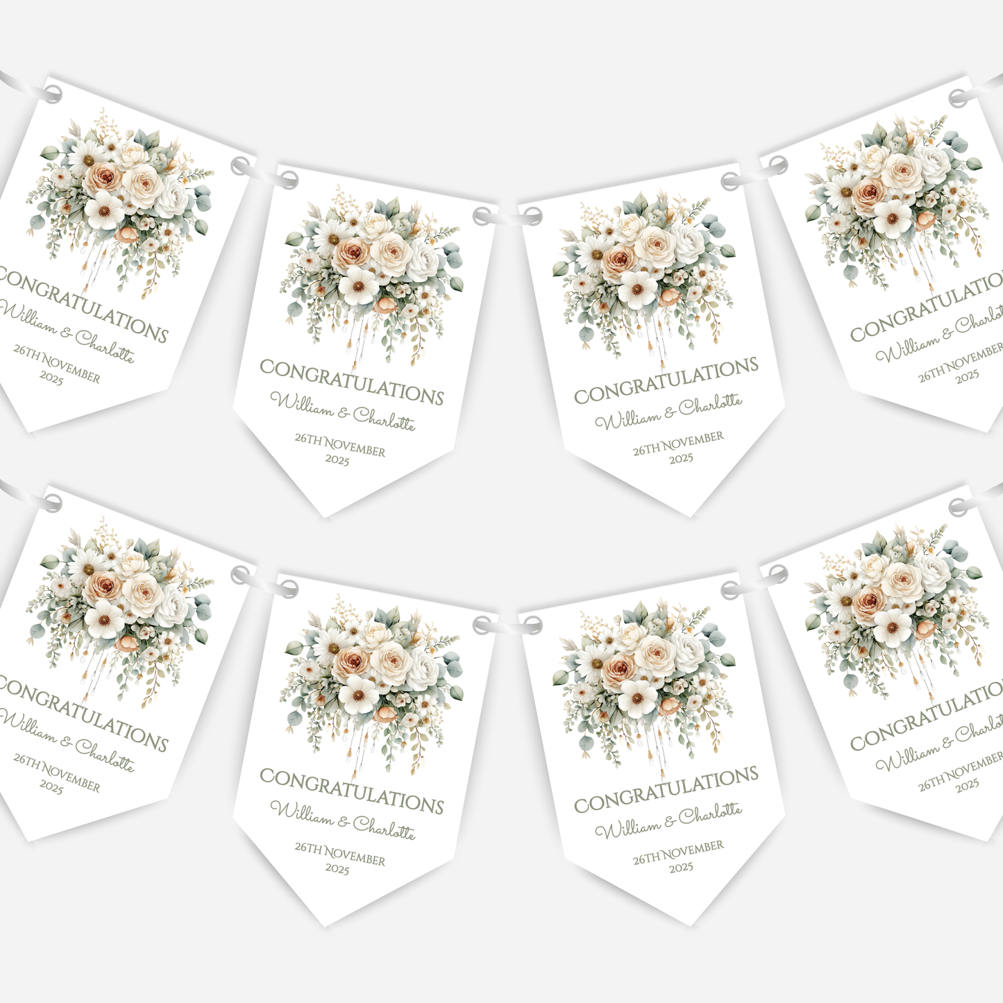 Engagement or Wedding Floral Bunting - B236