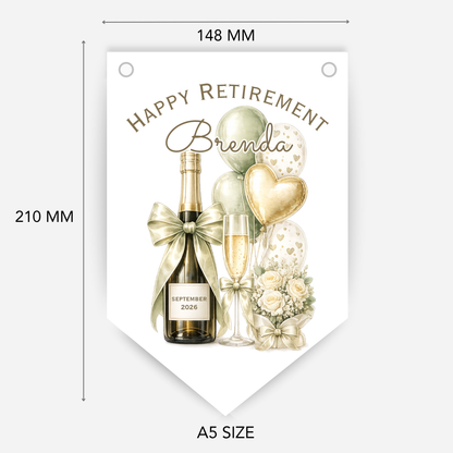 Retirement or any occasion bunting, pretty flowers, fizz and balloons design - B315