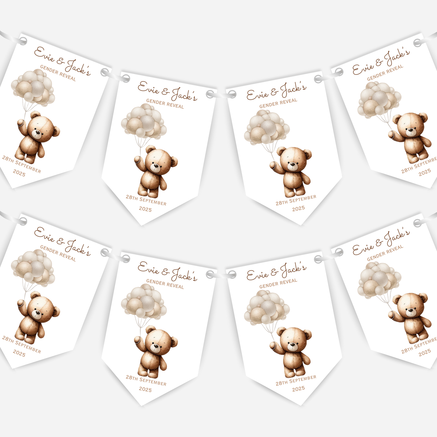 Cute Teddy Gender Reveal Bunting - B135