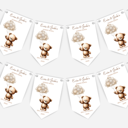 Cute Teddy Gender Reveal Bunting - B135