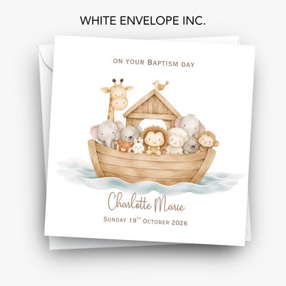 Christening & Baptism Noah Ark Card - Neutral Design - C873