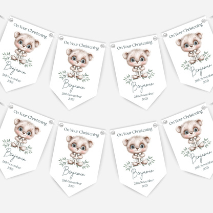 Cute Teddy Christening or Baptism Bunting - B203