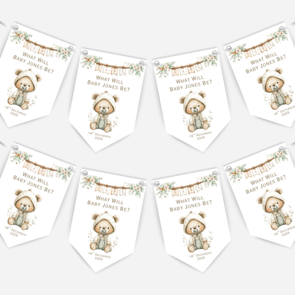 Cute Teddy Bear Gender Reveal Bunting - B226