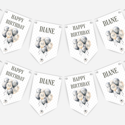 Party Balloon, Any Age Birthday Bunting - B189