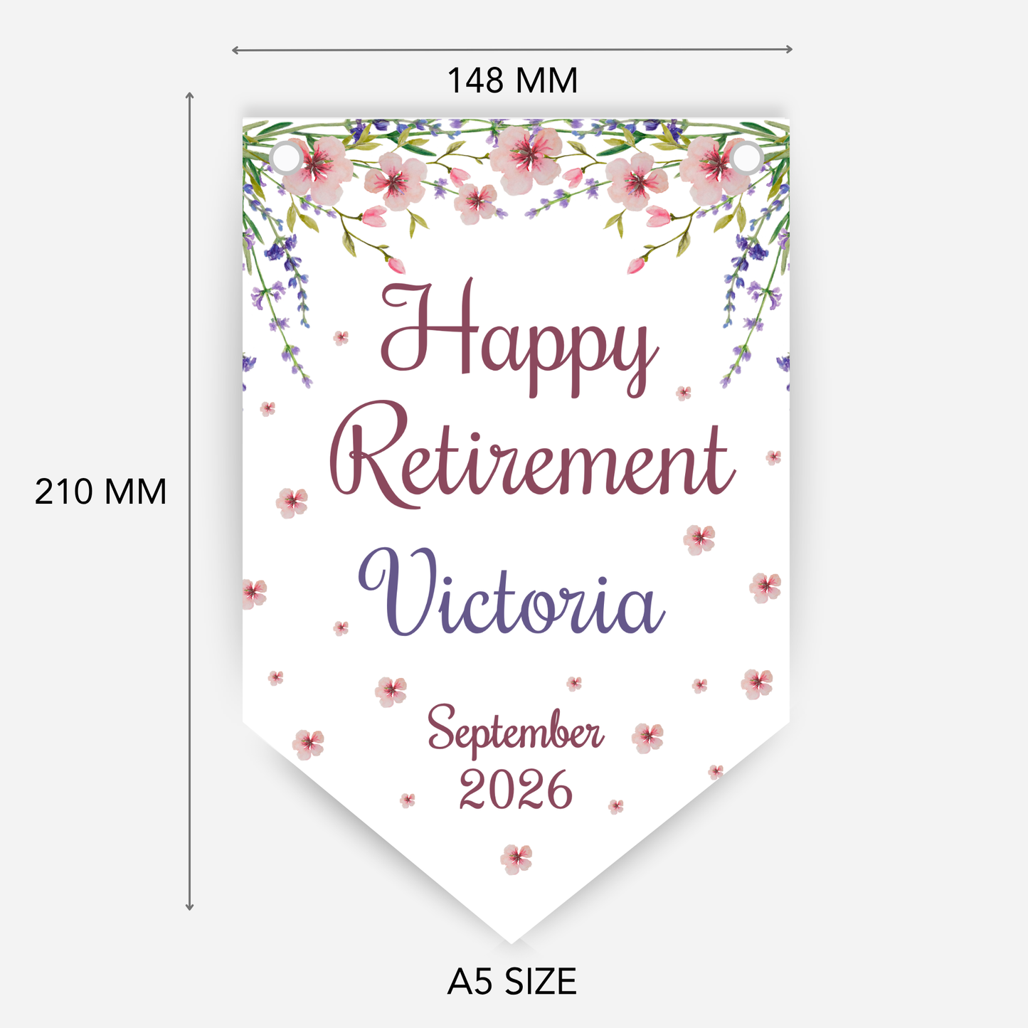 Retirement or any occasion bunting, pretty wildflower design - B300