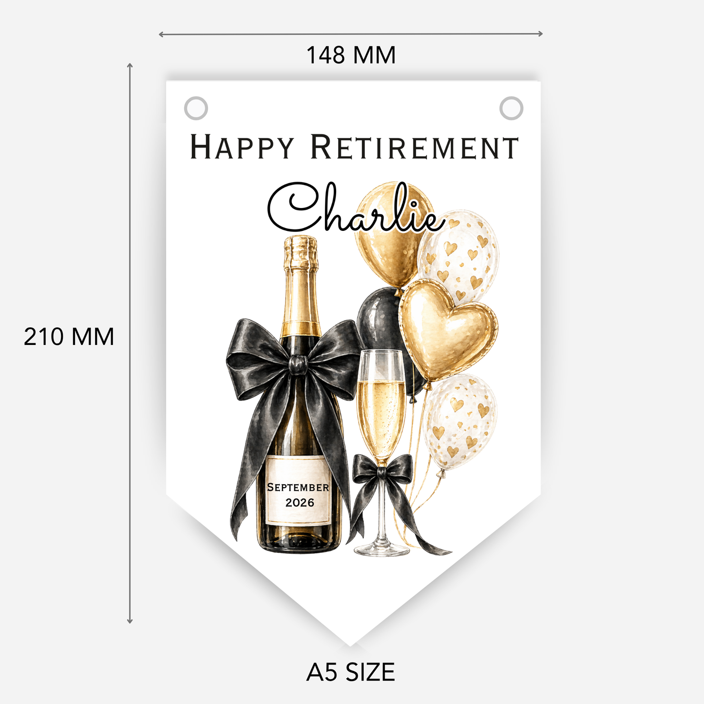 Retirement or any occasion bunting, Fizz and Balloon design - B301