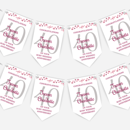 Ruby 40th Wedding Anniversary Bunting - B138