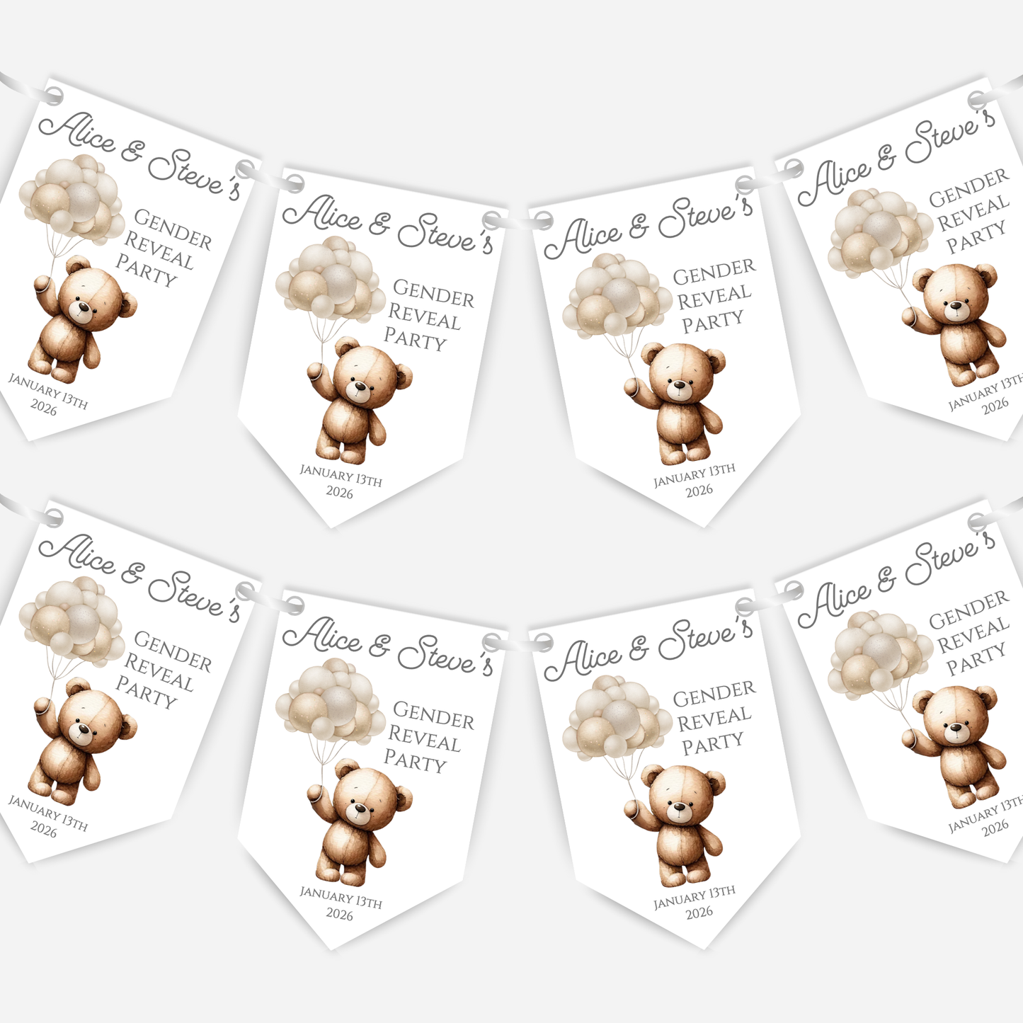 Cute Teddy Bear Gender Reveal Bunting - B148
