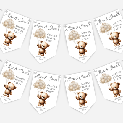 Cute Teddy Bear Gender Reveal Bunting - B148