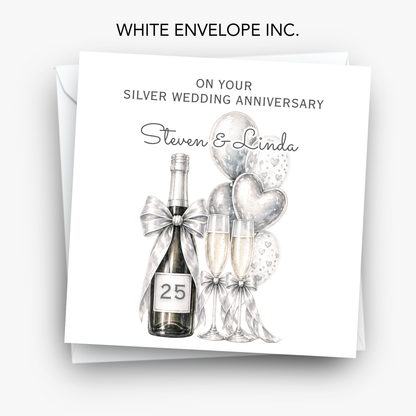 Silver - 25th Wedding Anniversary Card - C875