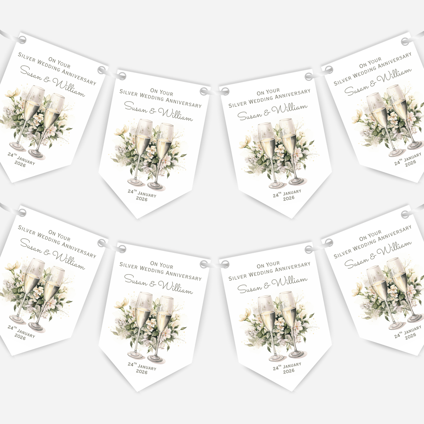 Silver Wedding Anniversary Bunting - B231
