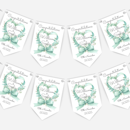 Engagement or Wedding Heart and Bow Bunting - B206