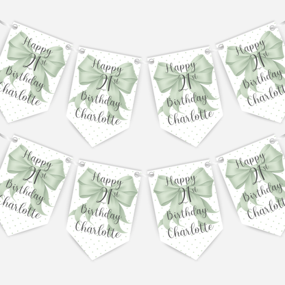 Pretty Sage Green Bow Bunting - B276