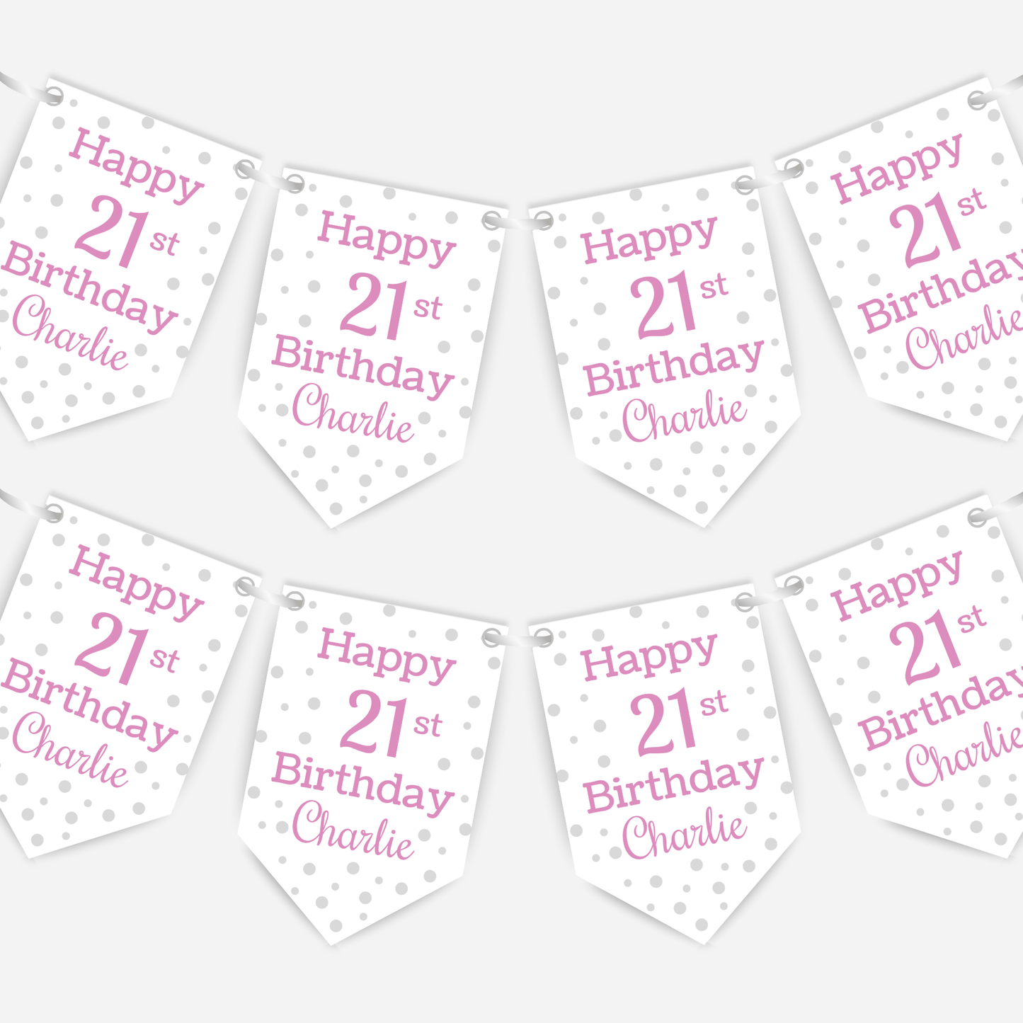 Pink Polka Dot Birthday Bunting - B126
