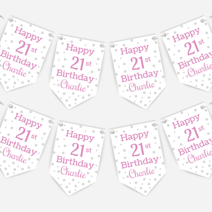 Pink Polka Dot Birthday Bunting - B126