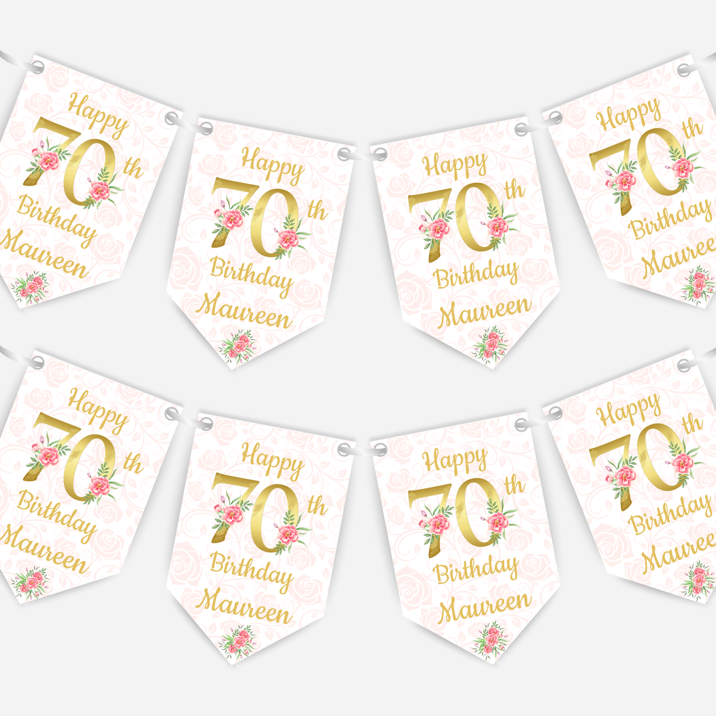 Elegant Floral Number Bunting - B177