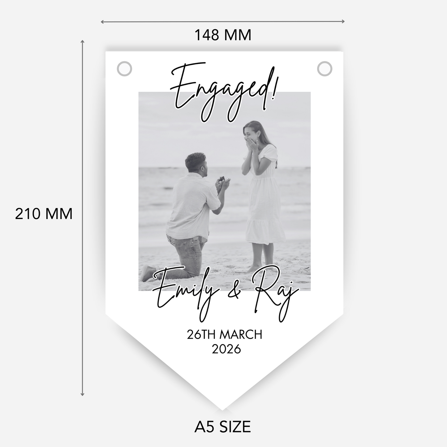 Black and White Photo Engagement or Wedding Bunting -  B278