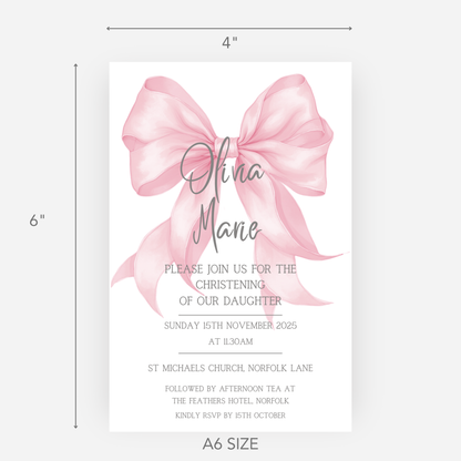 Christening or Baptism Bow Invitation (Pack of 10 ) - P158