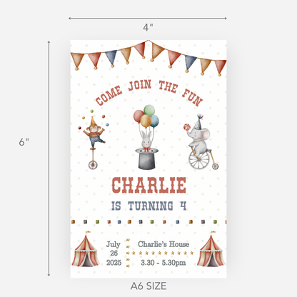 Circus Party Invitation ( Pack of 10) - P111