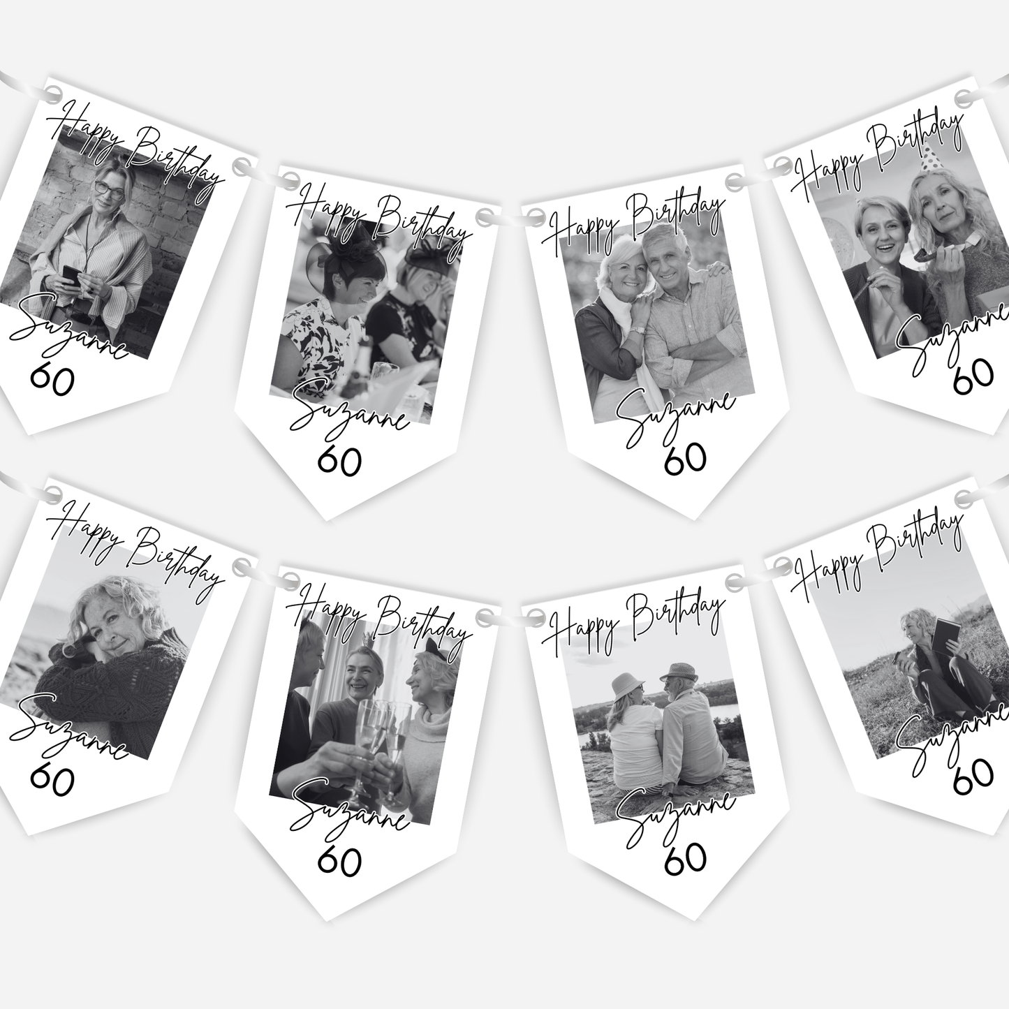 Black & White Birthday Photo Bunting - B267