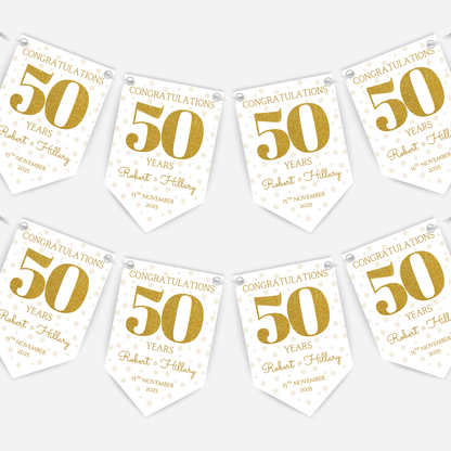 Golden Wedding Anniversary Bunting - B240