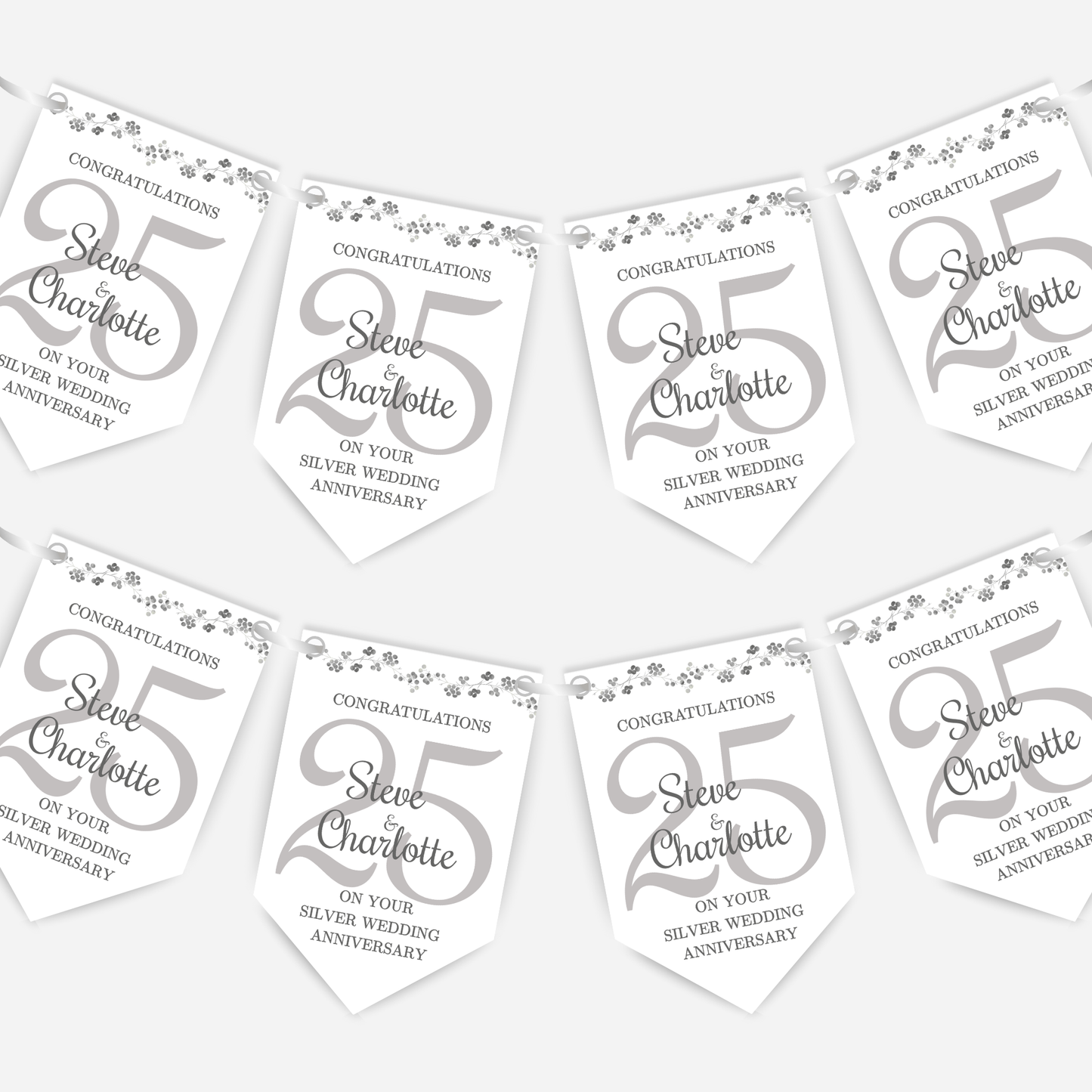 Silver Wedding Anniversary Bunting - B137