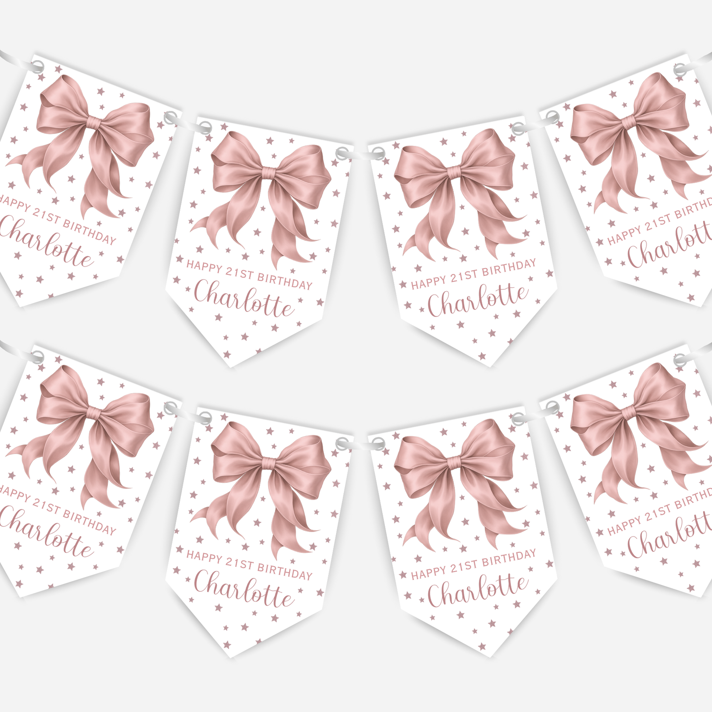 Elegant Dusky Pink Bow Bunting - B224