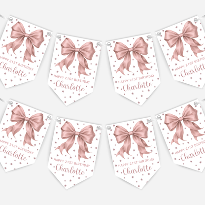 Elegant Dusky Pink Bow Bunting - B224