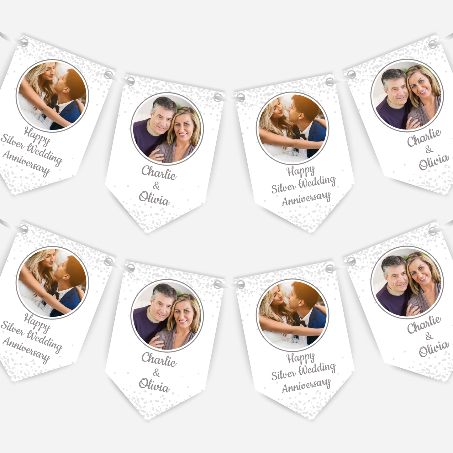 Silver 25th Wedding Anniversary Photo Bunting - B157