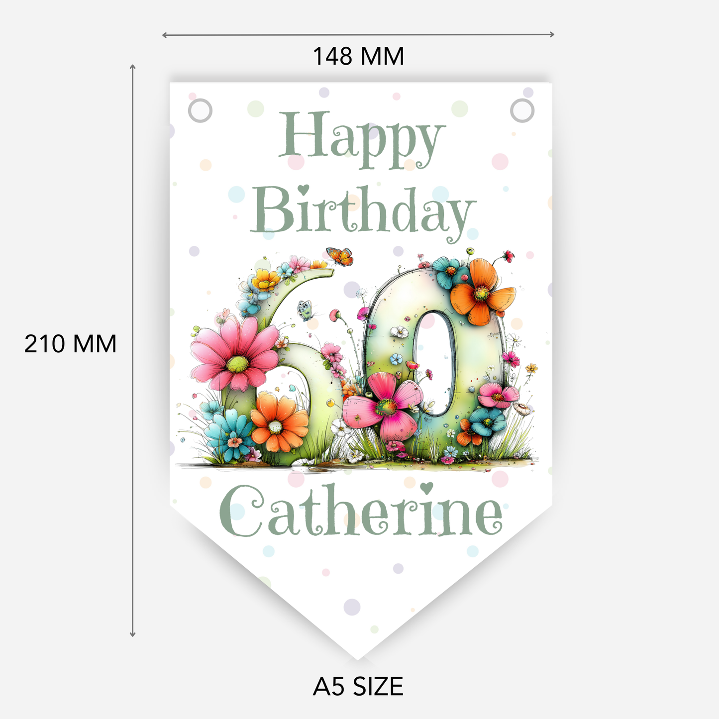 Quirky Floral Any Number Bunting – Party Banner – Party Decoration - B286
