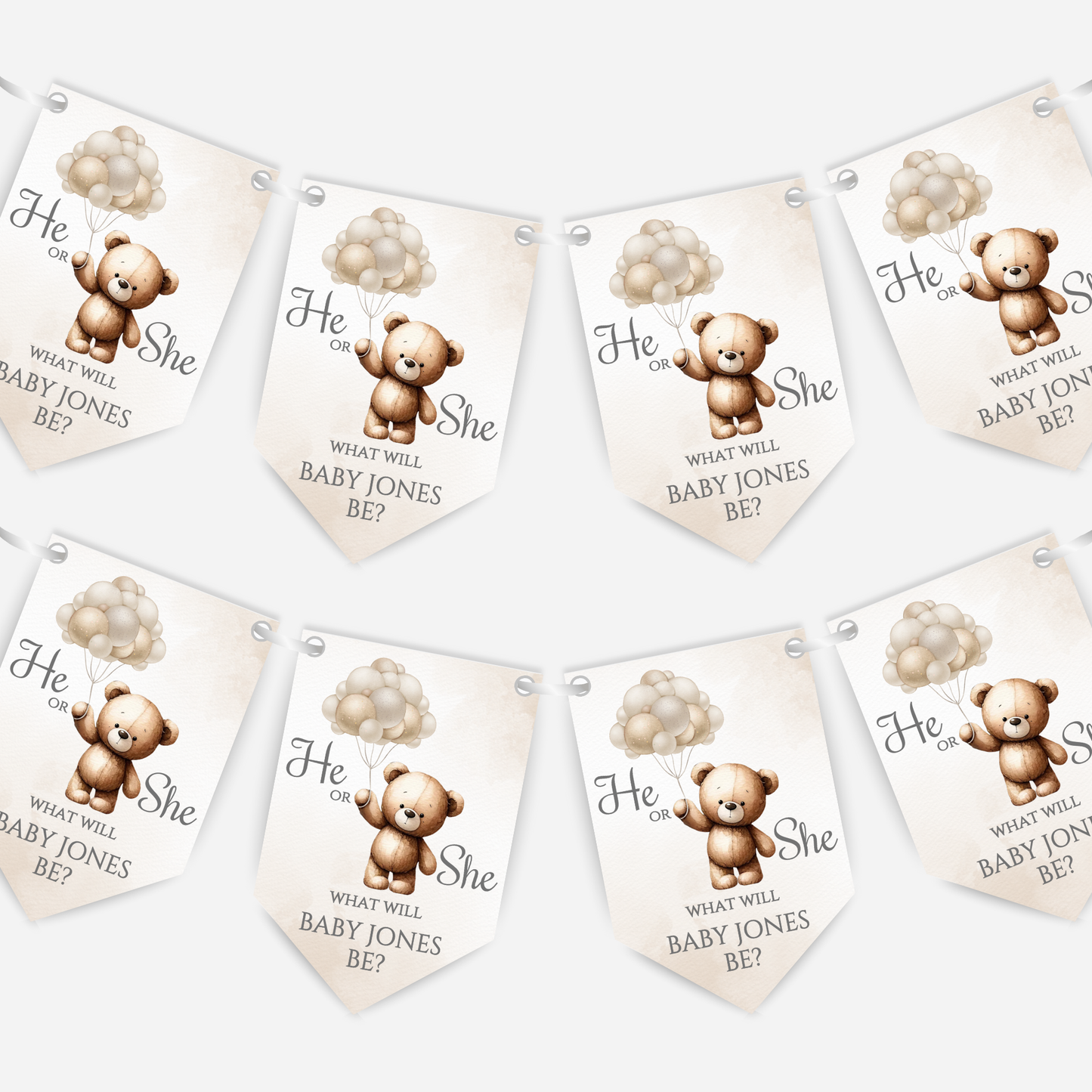 Cute Teddy Bear Gender Reveal Bunting - B113