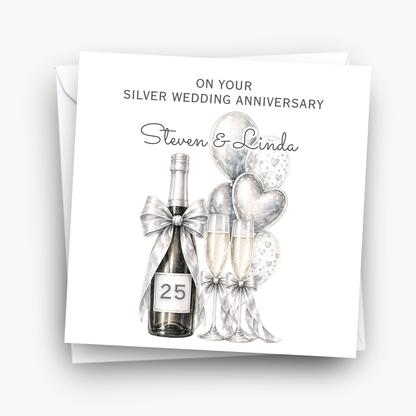 Silver - 25th Wedding Anniversary Card - C875