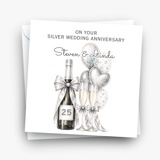Silver - 25th Wedding Anniversary Card - C875