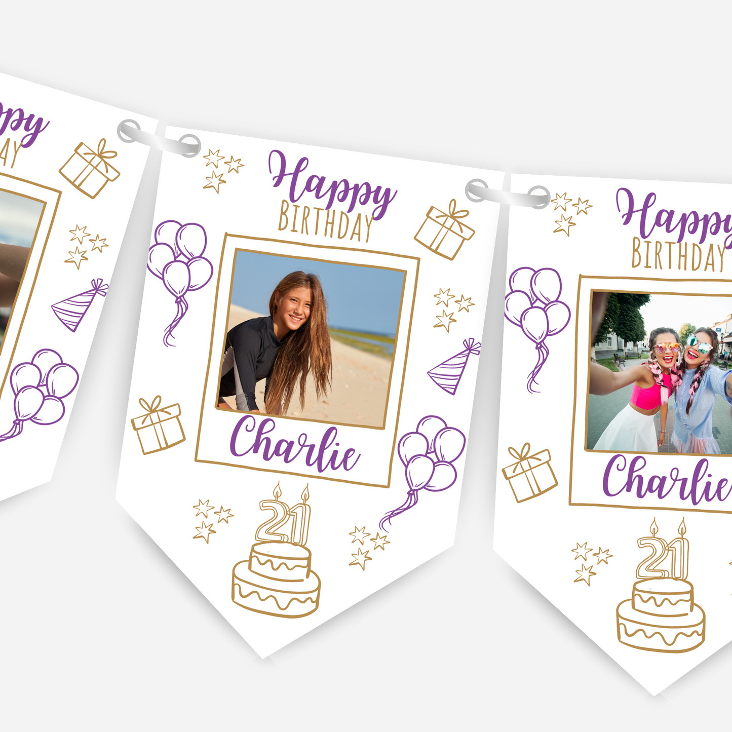 Doodle & Fun Birthday - Colour Photo's Bunting - B191