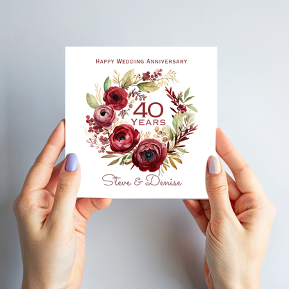 Ruby 40th Wedding Anniversary Card - C681