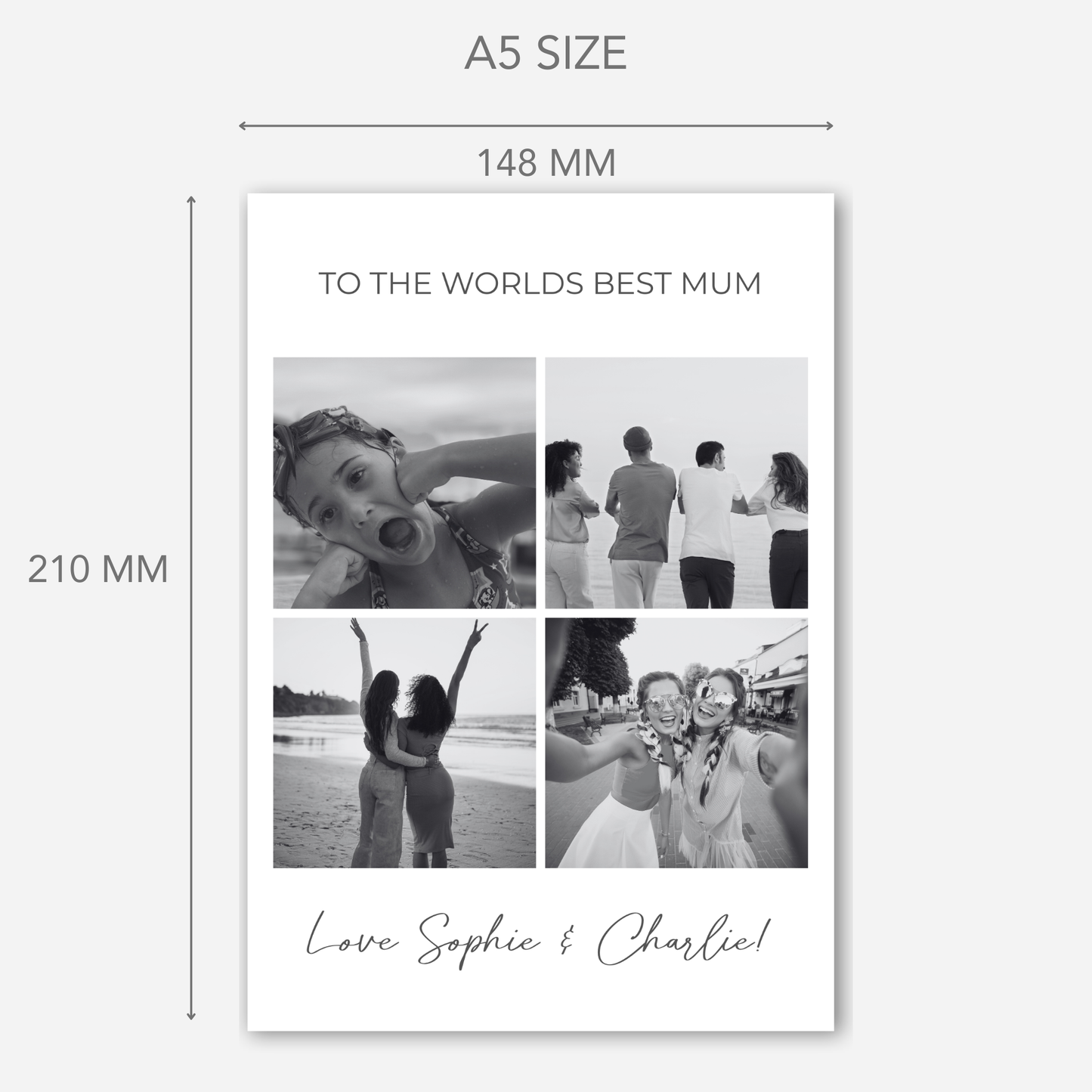 Black and White - Four Photo Birthday Card For Mum - PC16