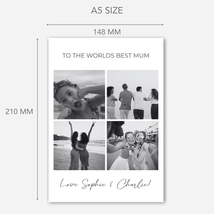 Black and White - Four Photo Birthday Card For Mum - PC16