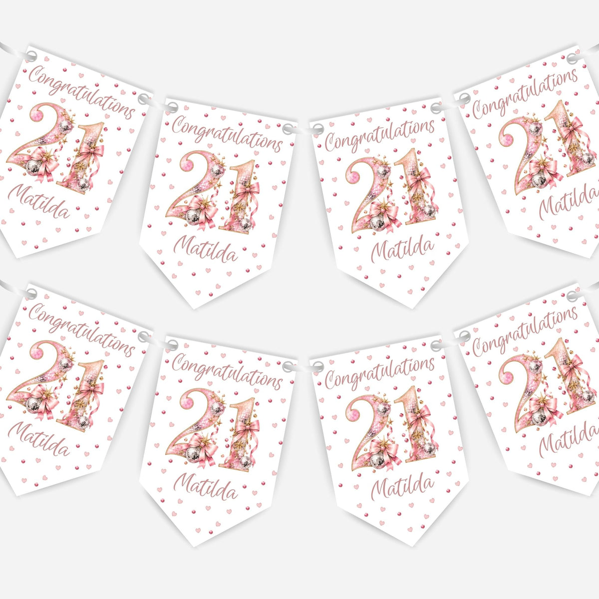 Disco and Bows Birthday Bunting -B329