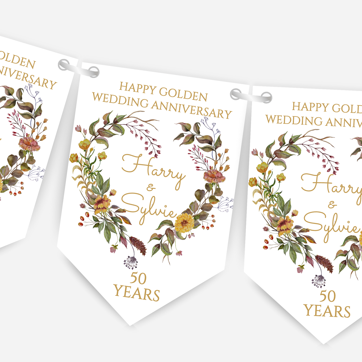 Golden Wedding Anniversary Bunting - B228
