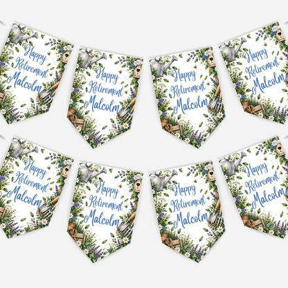 Retirement or any occasion bunting, pretty garden design - B332