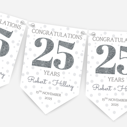 Silver Wedding Anniversary Bunting - B241