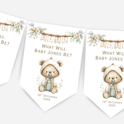 Cute Teddy Bear Gender Reveal Bunting - B226