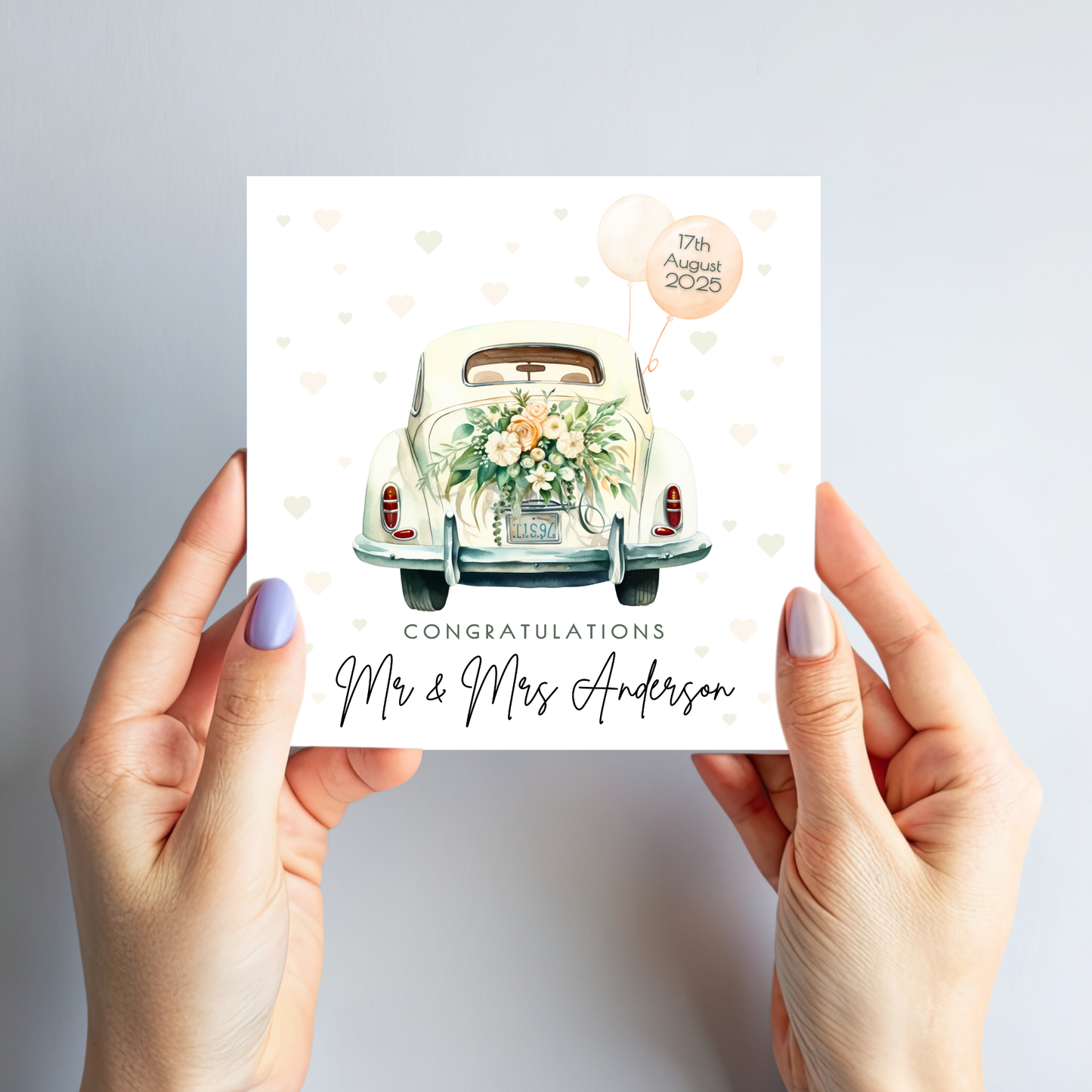 Wedding Car and Balloons Card - C112