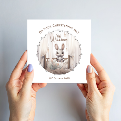 Christening & Baptism Cute Rabbit Card - C664