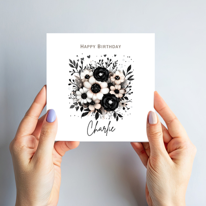 Alternative Dark Flowers Birthday Card - C834