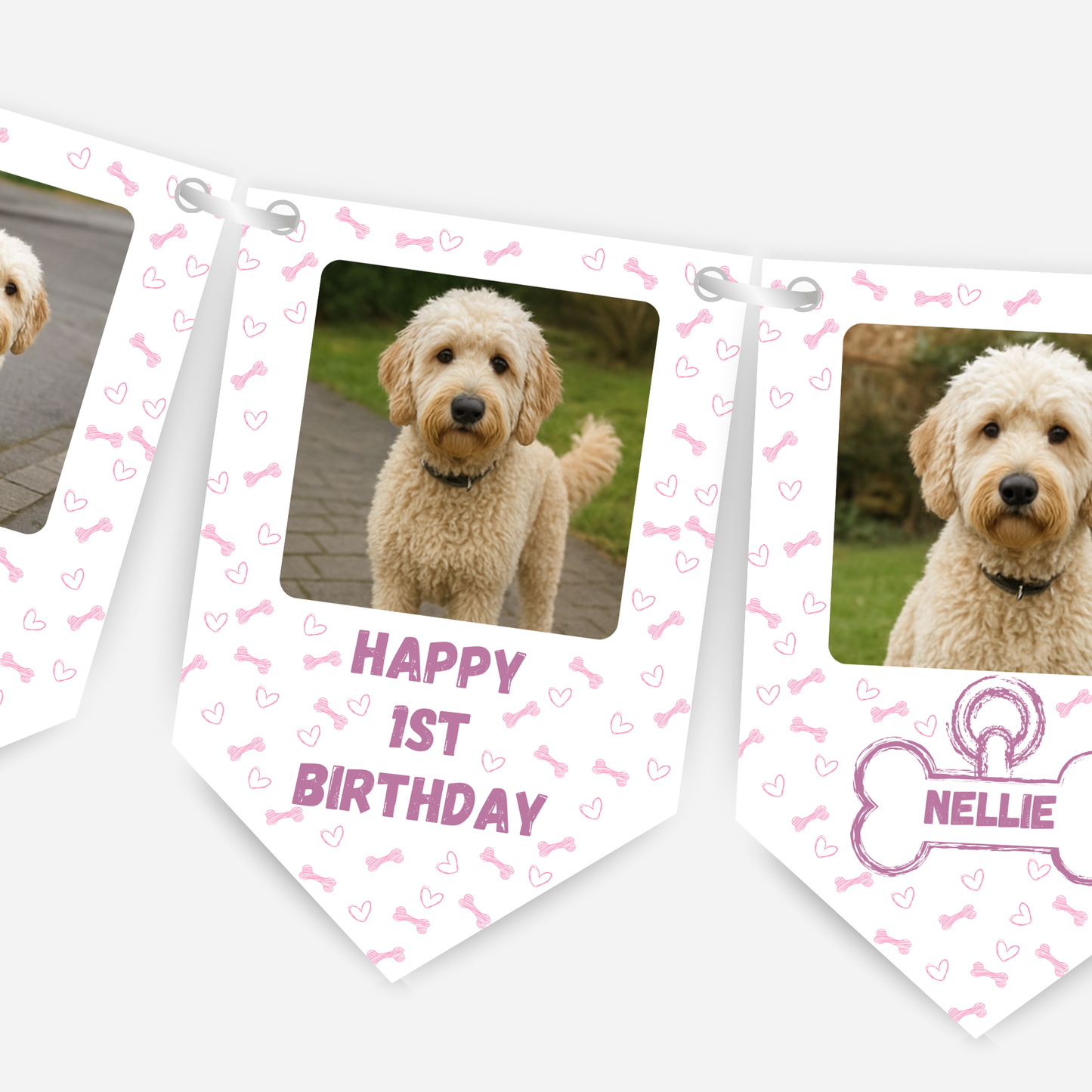 Dog Birthday Photo Bunting In Pink - B238